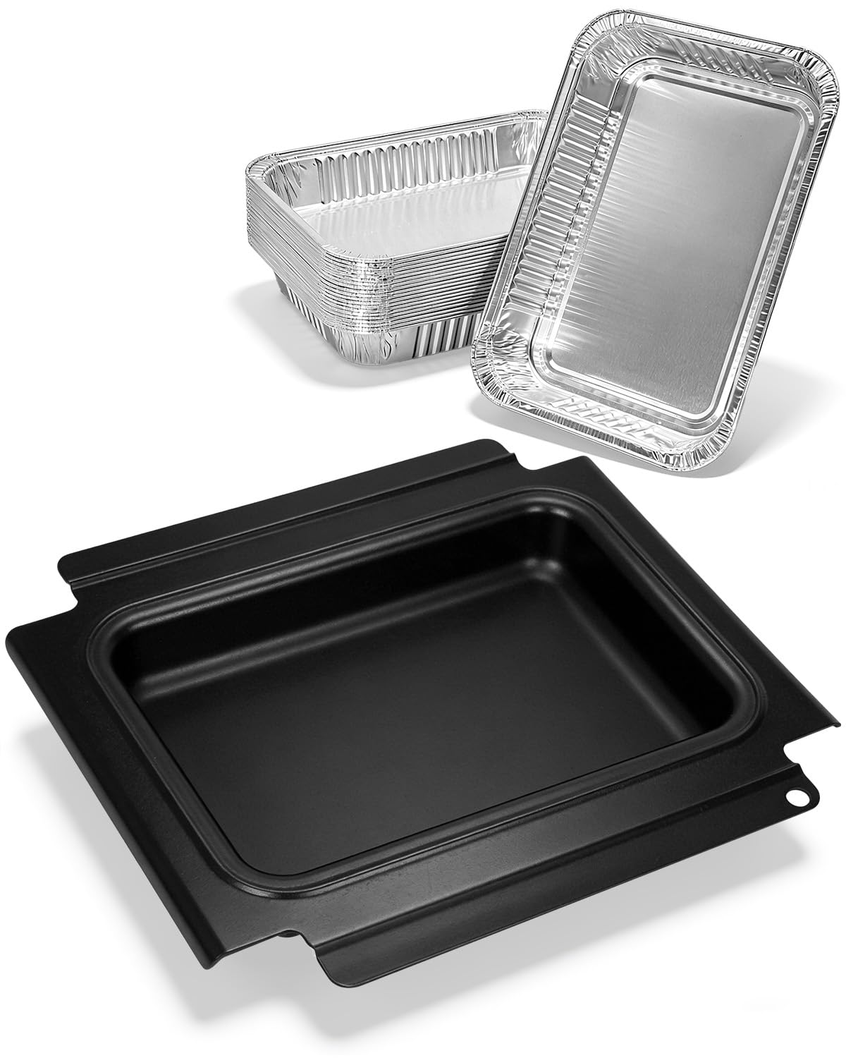 Photo 1 of Matchwaves 80346 Catch Pan with 20 Pack 6415 Drip Pan Liners for Weber Q100 Q120 Q140 and Q1000 Q1200 Q1400 Series Grills, Grease Tray Catcher for Weber Replacement 80346 41887