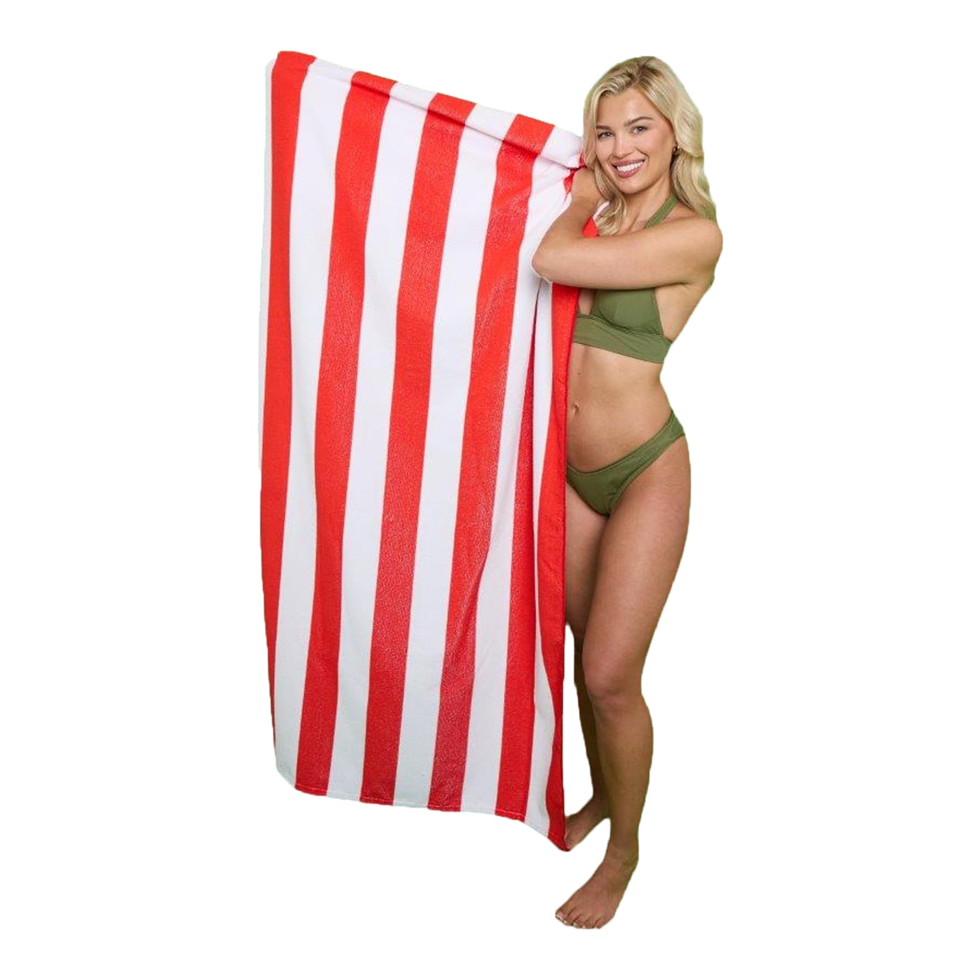 Lions Beach Towel - 100% Polyester - Sand Free Cabana Stripe Beach Towels for adults 100x200cm - Extra Large Microfibre Pool Towels, Quick Dry Lightweight, Ideal for Swimming