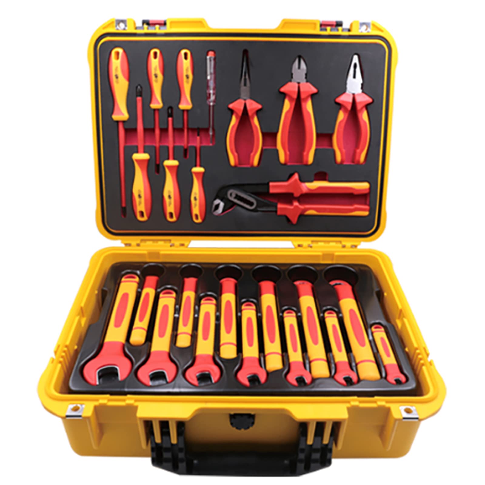 WEDO Set di utensili isolati 46 pezzi, cacciavite Giravite a croce, cacciavite a taglio, pinze a becco ago, pinze per pompa dell'acqua, pinze diagonali, chiave aperta, chiave a T, VDE 1000V