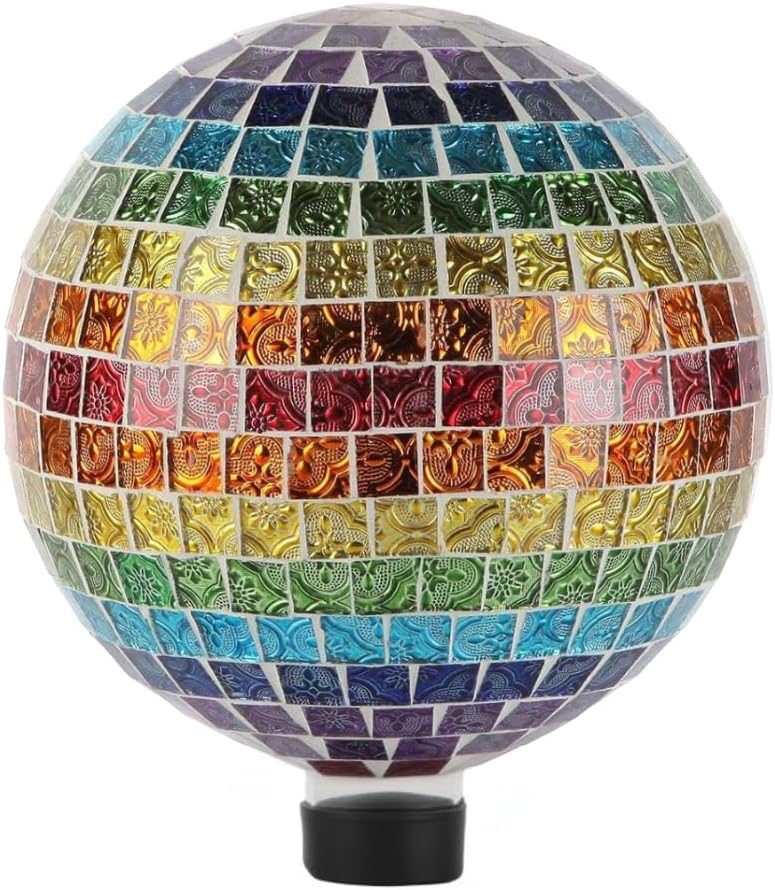 Lily's Home Mosaic Gazing Ball Review: Best 10-Inch Rainbow Glass Globe for Garden Sparkle