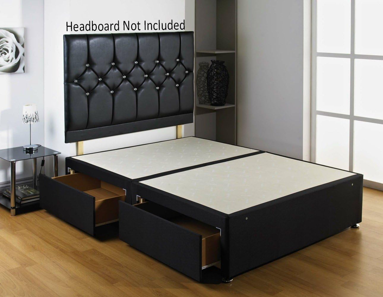 Double Diamond Divan Bed Base Comes with 2 Drawers No Headboard