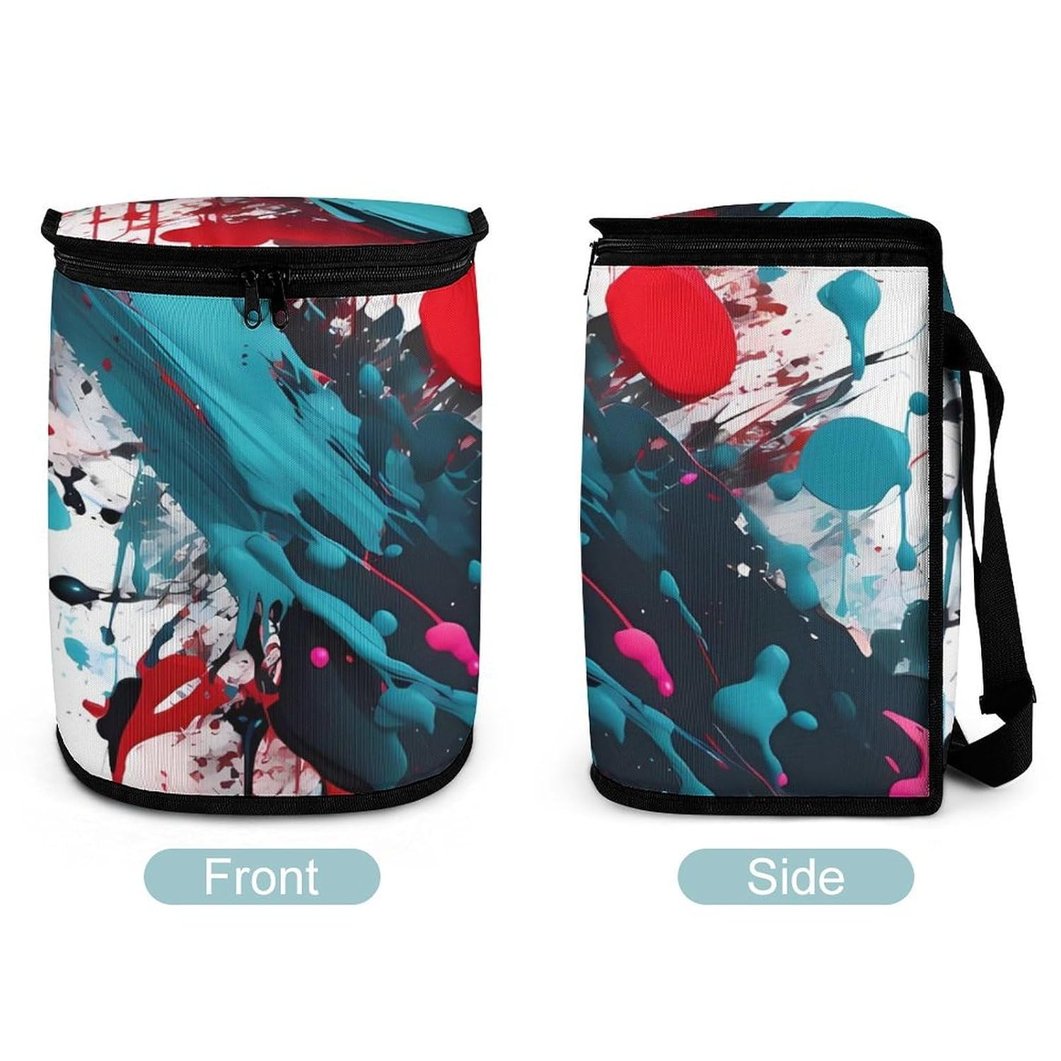 MUSM Leakproof Car Trash Can 2.5 Gallon, Durable Automotive Garbage Bag with Waterproof Liner, Abstract Paint Splashes Trash Bag for Car, Truck, RV & Bathroom