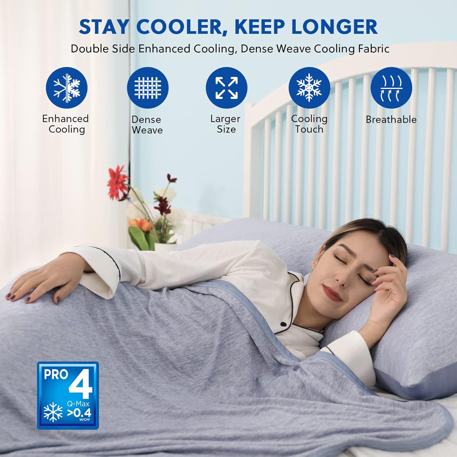 HOMFINE Cooling Blankets for Hot Sleepers - Summer Blanket Thin Lightweight Breathable Soft Double Side Enhanced Cooling for Bed Couch Sofa, Keep Cool for Night Sweats (Blue, 50 x 70 inches) Blue Throw (50"x70")