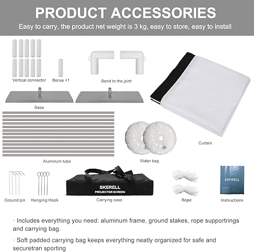 Miniatura 6 de Pantalla de proyector para exteriores con soporte de 100 pulgadas Pantalla de proyección portátil 1610 4K HD Pantalla de cine al aire libre con