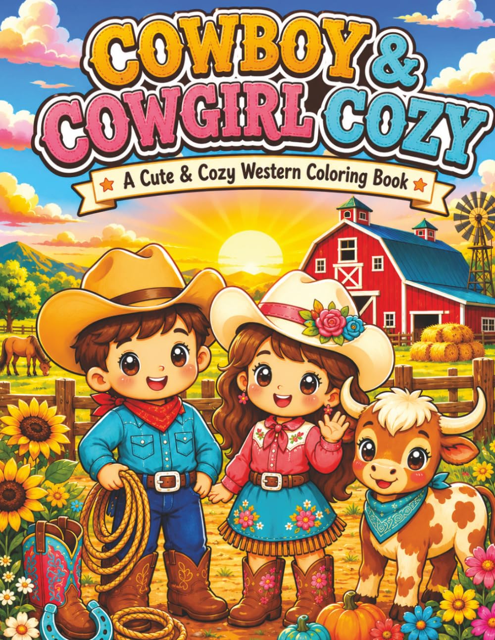 Cowboy and Cowgirl cozy: A Cute and Cozy Western Coloring book