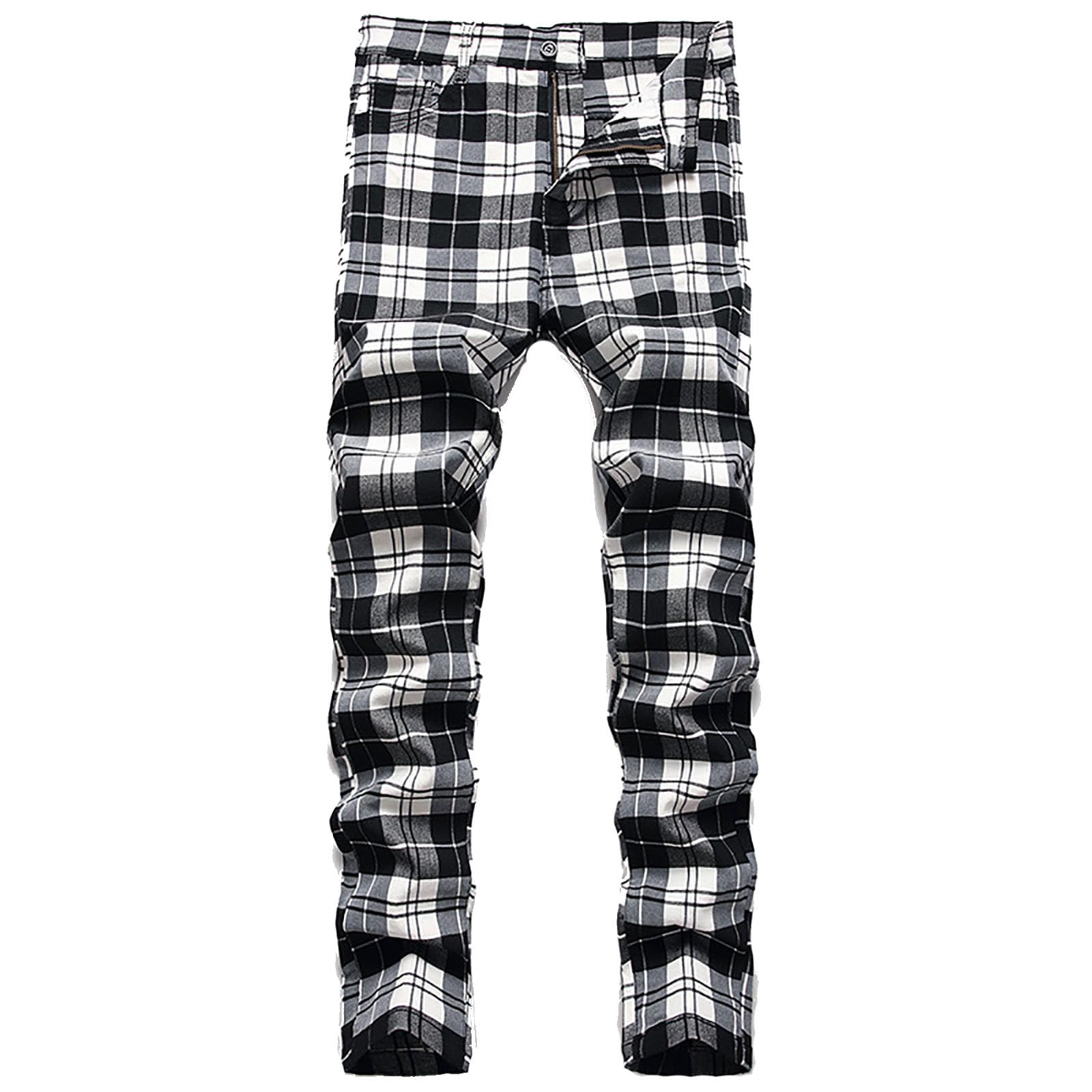 Generisch Pantaloni da uomo per il tempo libero, elasticizzati, comodi, slim fit, per l'uso quotidiano, motivo a righe, alla moda, versatili