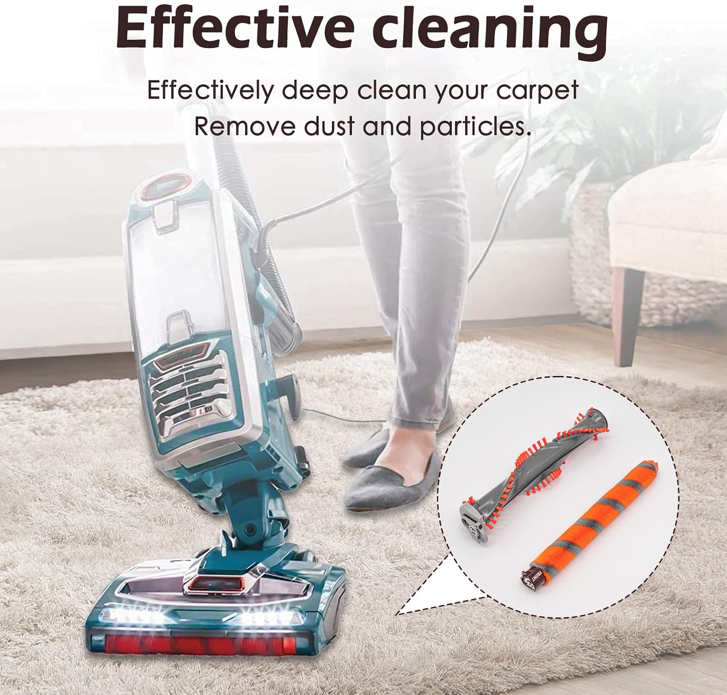 Replacement Roller Brush Kit Compatible with Shark NV800,NV800W,NV801,NV801Q,NV803,UV810,HV380,HV381,HV382,HV384 Vacuum Cleaner (1 Soft Roller Brush + 1 All-Surface Roller Brush)