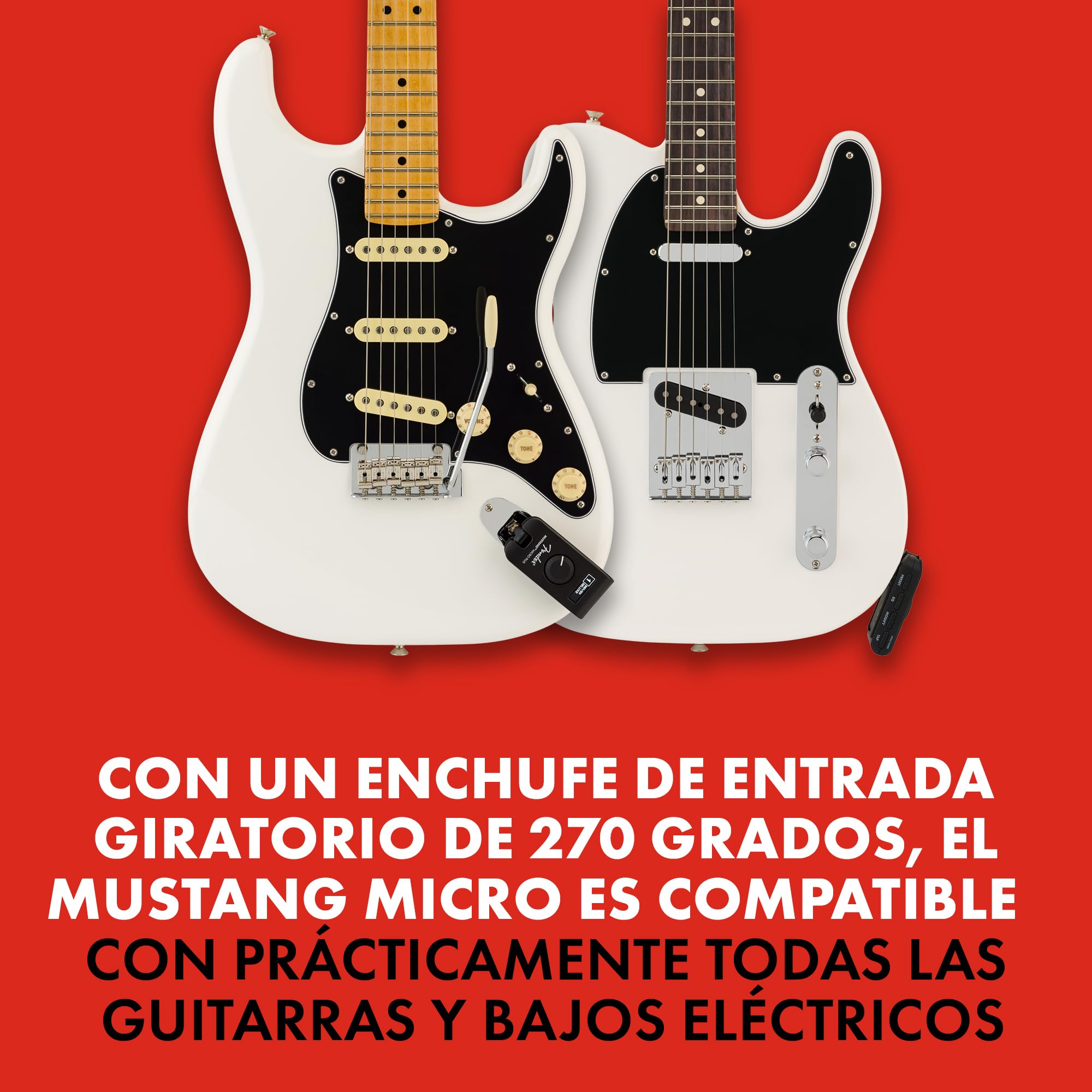 Fender Mustang Micro Plus Amplificador de Guitarra, Amplificador de Auriculares Personal con 25 Modelos de Amplificador, 25 Efectos, Bluetooth y 100 presets, Recargable por USB