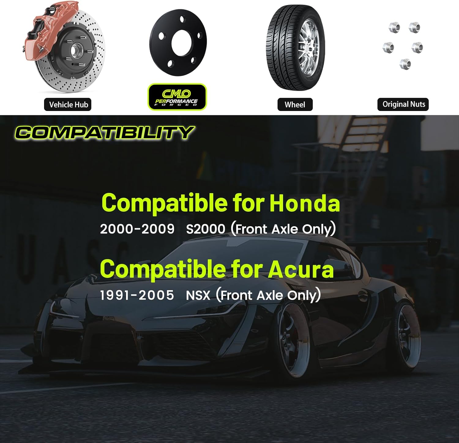 Customadeonly 3mm (1/8") Hubcentric Black Wheel Spacers 5x114.3 Compatible for Honda S2000 2000-2009, NSX 1991-2004 (2pcs 70.1mm M12x1.5) for Front Hub Only