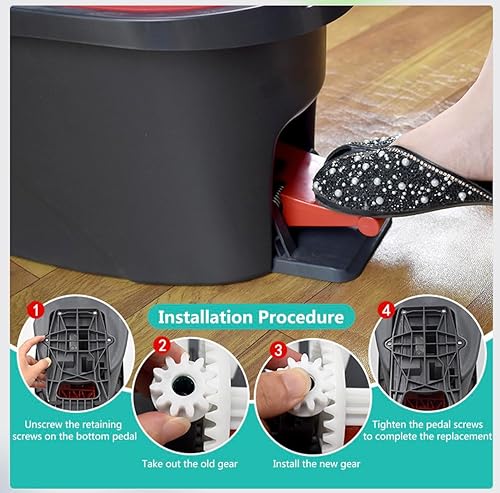 Miniatura 5 de 2 piezas de repuesto de escoba de pedal de trapeador fácil, rodamiento de embrague unidireccional, repuesto de engranaje de cubo de fregona