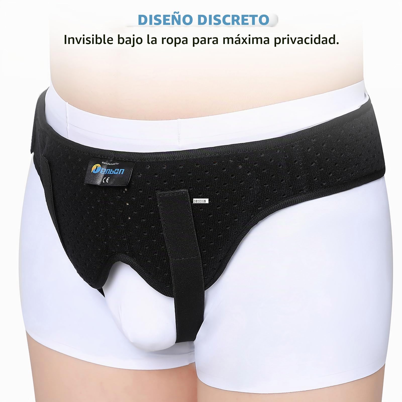 Tenbon Cinturón Soporte Hernia Inguinal Hombre Mujer - Braguero Postoperatorio/Preoperatorio Universal con Almohadillas Extraíbles, Alivia Dolor Ingle Izquierdo/Derecho, Correa Ajustable (Large)