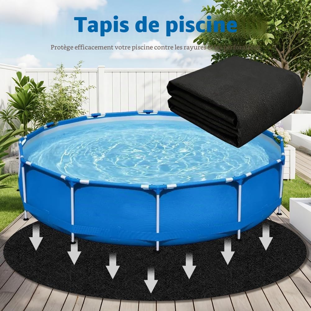 Tapis de Piscine Rond 460 – Bâche de Sol et Tapis de Piscine – Sol de Protection – Tapis Antidérapant et Résistant à l'usure pour Piscine, Multifonctionnel pour Piscines Extérieures (460 cm)