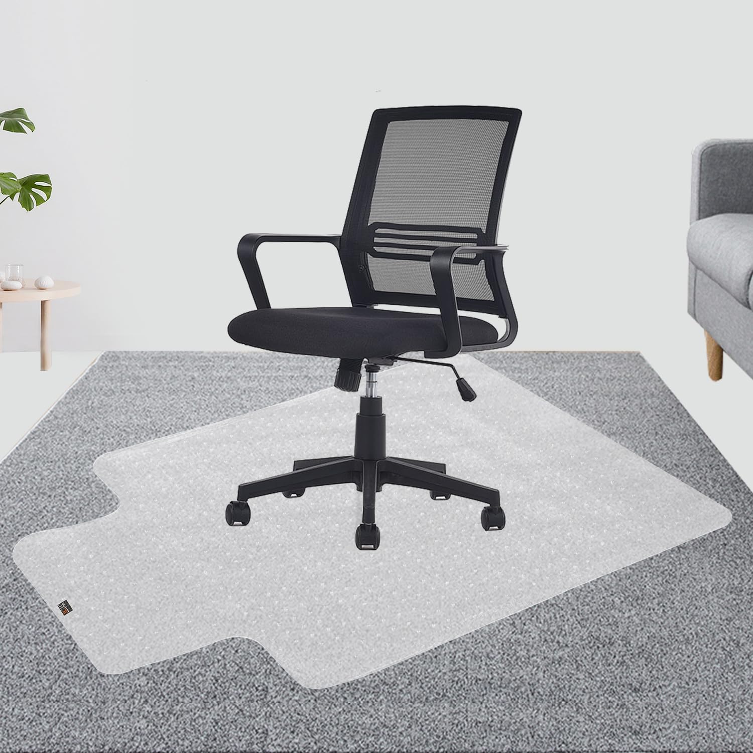 TOPWAY Office Chair Mat for Carpet Floor, 90x120cm, 2.2mm Thick T-Shape Clear Non-Slip PVC Carpet Floor Protector, Easy Glide, for Home Office Computer Rolling Chair 550460