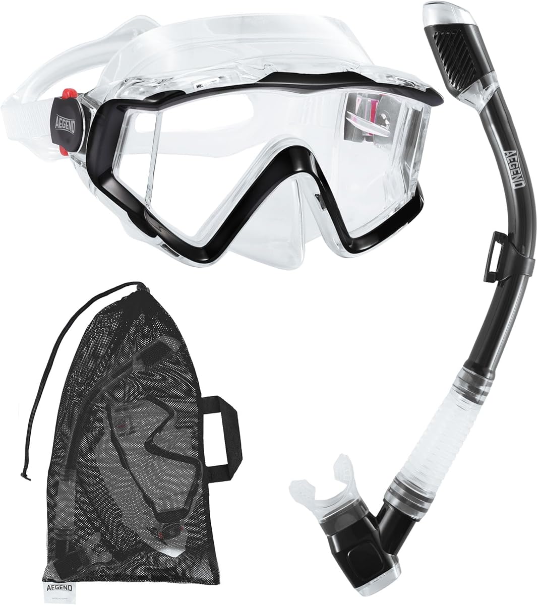 Aegend Snorkeling Gear for Adults Youth Kids, Snorkel Mask with Top Dry Valve - Panoramic View Anti-Leak and Anti-Fog with Mesh Bag for Snorkeling, Scuba Diving, Freediving & Swimming