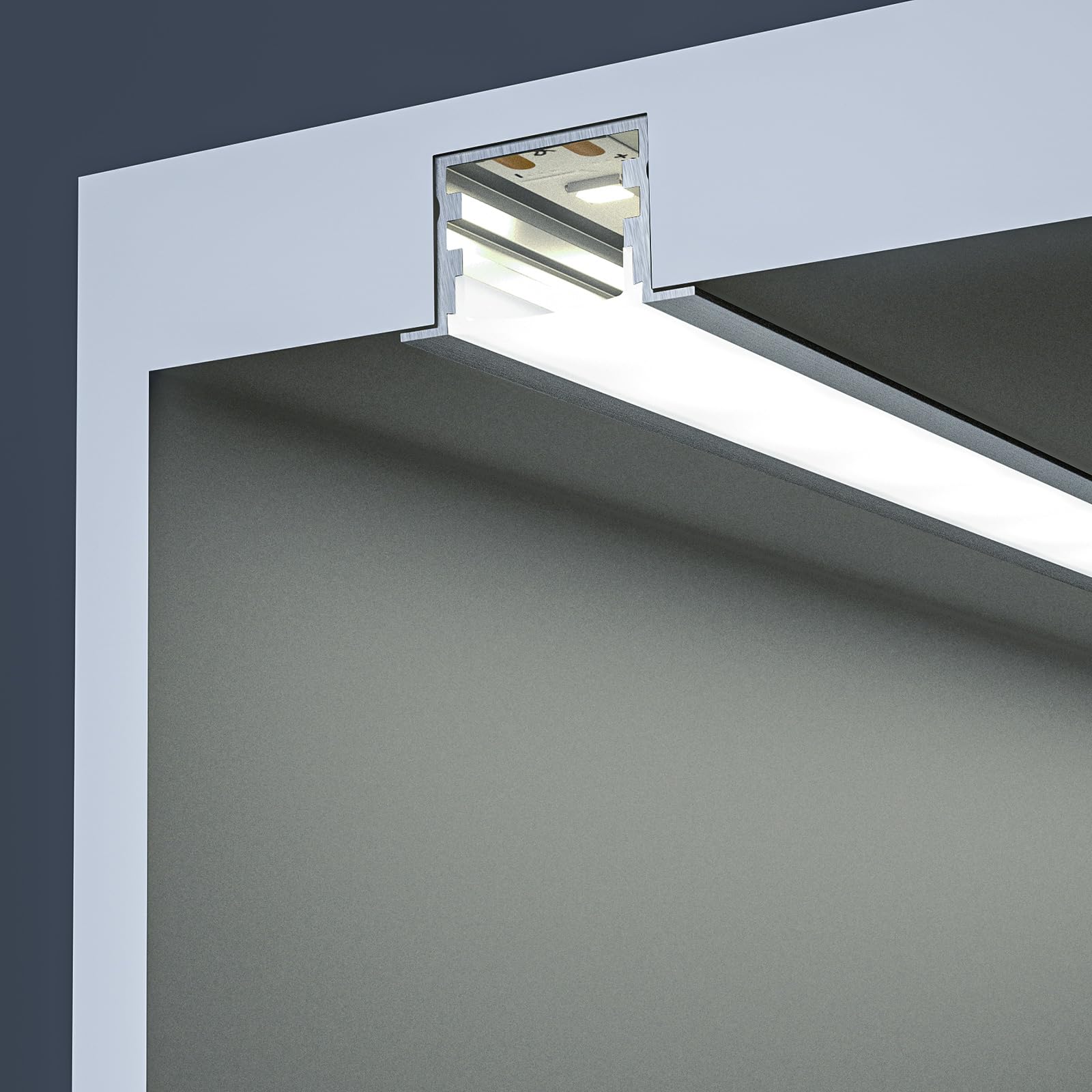 Profilo in alluminio a LED, 20 x 2 m (40 m), per strisce LED fino a 15 mm di larghezza, con copertura in PC bianco latte e set di accessori (SP25)