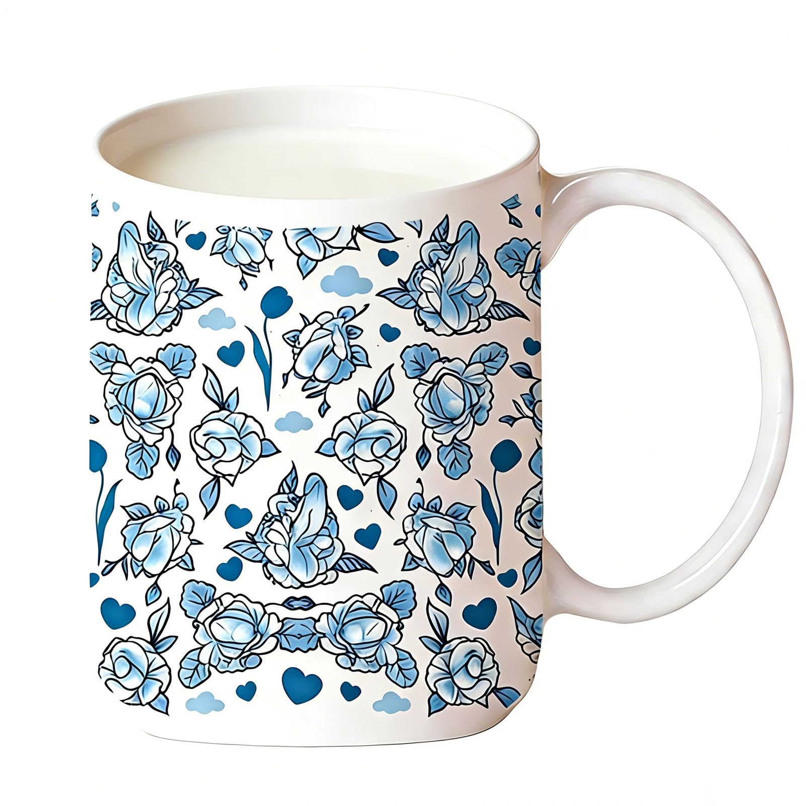 Floral Ceramic - 11oz Decorative Mug, Stylish Flower Design|Perfect Birthday Gift for Christmas Thanksgiving for Husband, Father, Family, Home, Kitchen, Office, Bar, Tea, Co