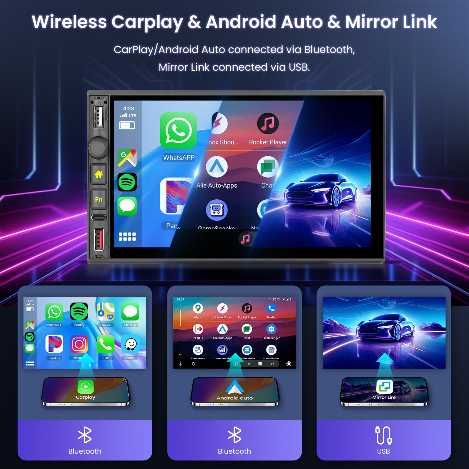 ディスプレイオーディオ CarPlay AndroidAuto対応 1DIN Amazon.co.jp: Hodozzy 1Dinの無線 Carplayカーオーディオ無線Android