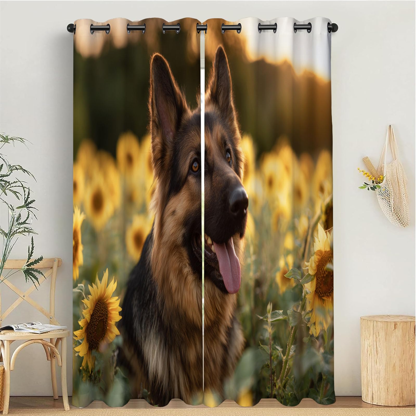 Rideau thermique motif chien isolation opaque lot de 2