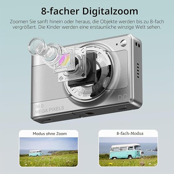 Digital Camera 1080P FHD Compact Camera 56MP Camera Simple Vlogging Camera with 32 G TF Card 2 Batteries Portable Digital Camera for Children Teenagers Students Seniors Beginners (White)
