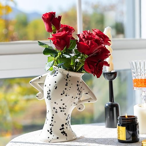 Miniatura 3 de Jarrón de cerámica con actitud, jarrón único para decoración del hogar, florero decorativo atrevido para flores, bonito jarrón bohemio para