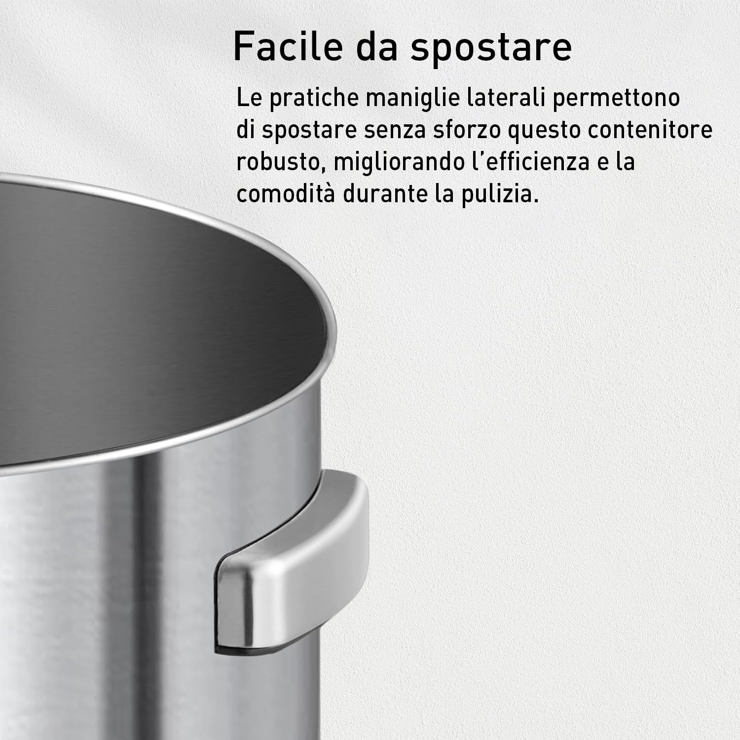 EKO Pattumiera con Coperchio Aperto, Finitura in Acciaio Inox Spazzolato, 90 Litri