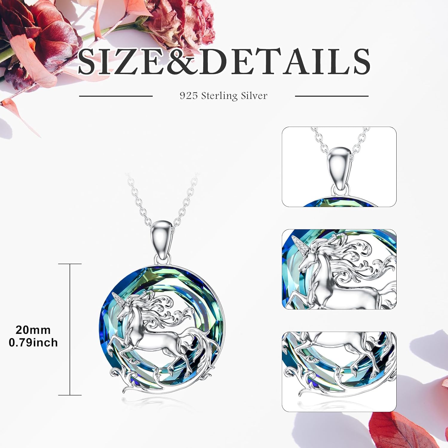 Bear/Phoenix/Eagle/Wolf/Fox/Unicorn/Owl/Lion Lab Grown Diamond Crystal Necklace, 925 Sterling Silver Animal Crystal Necklace Pendant Gift for Women, Birthday Anniversary Christmas, With 18+2inches Chain - Image 6