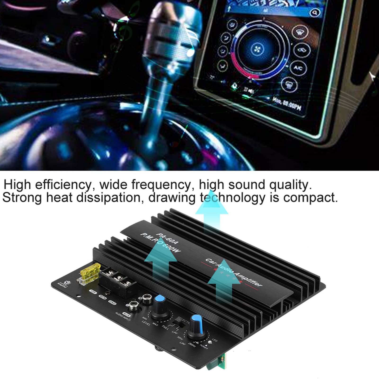 Auto Audio Verstärker, 1 Stück Subwoofer-Verstärker, 12 V, 600 W, Mono-Hochleistungs-Bass-Subwoofer-Verstärker für Auto-Lautsprecher-Modifikation
