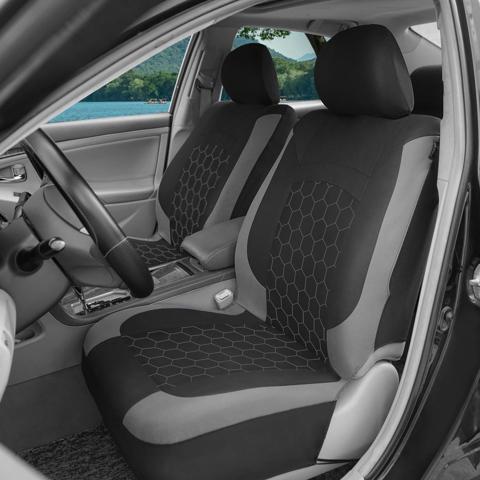 Set Completo di coprisedili per Fiat Grande Panda/Giga Panda/500e/600/500 Hybrid, Fodere Protezione Sedili Anteriori e Posteriori, Comodi Traspiranti Coprisedili Auto, Accessori Auto,B Grey