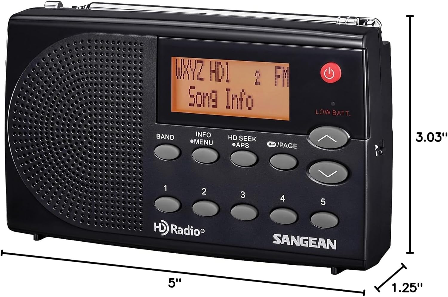 Sangean HDR-14 dimensions