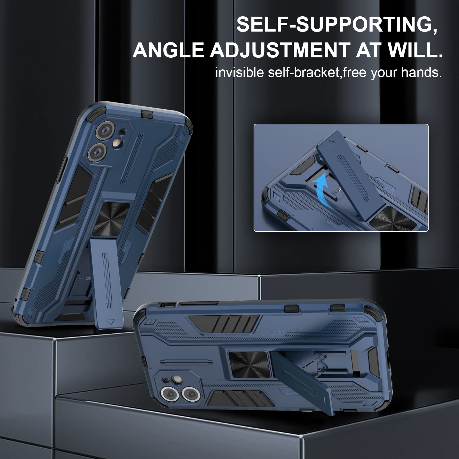 Funda para Xiaomi Redmi Note 15 Pro 5G, Carcasa Antigolpes con Soporte anular metálico, Case Protectora de Grado Militar, Azul — view 100