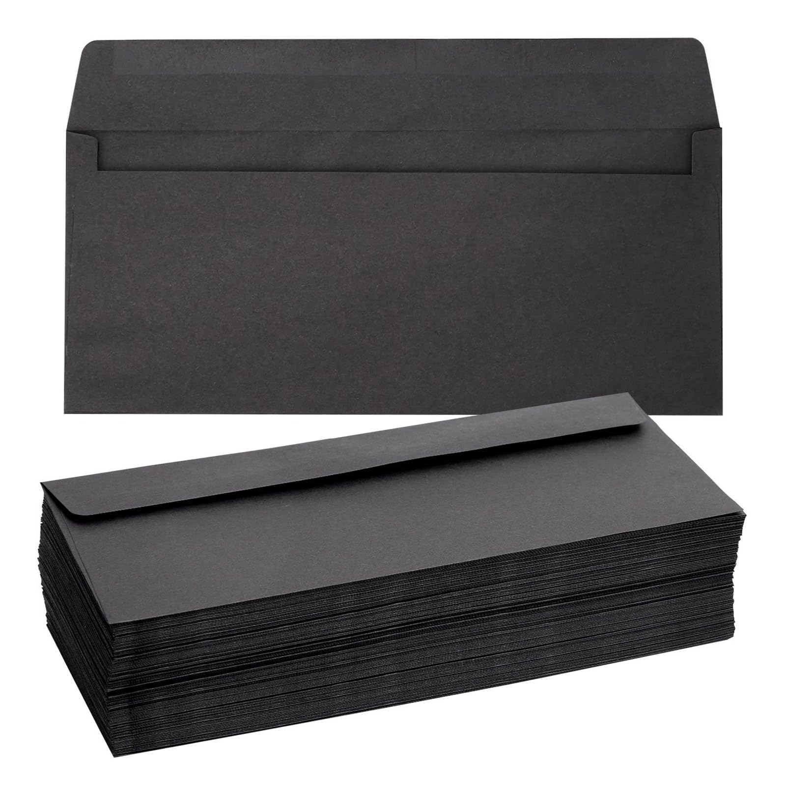 Juvale Black Envelopes - Bulk Letter Envelopes for Personal & Business Mailings - Square Flap & Gummed Seal - 100 Pack #10, 9.5 x 4.13 In