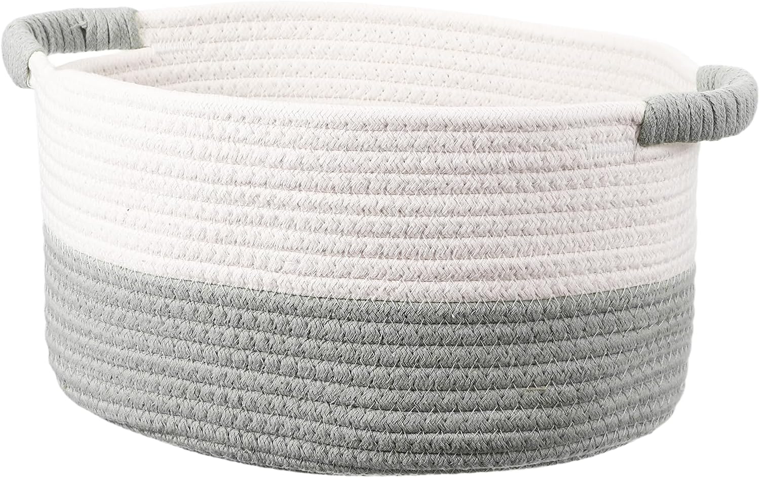 uxcell Small Woven Basket, 11x9.1x5.9 Inch Rectangular Rope Basket with Handles Decorative Gift Chest Box Cute Mini Woven Storage for Organizing Shelf Storage Bedroom Home Decor, Gray