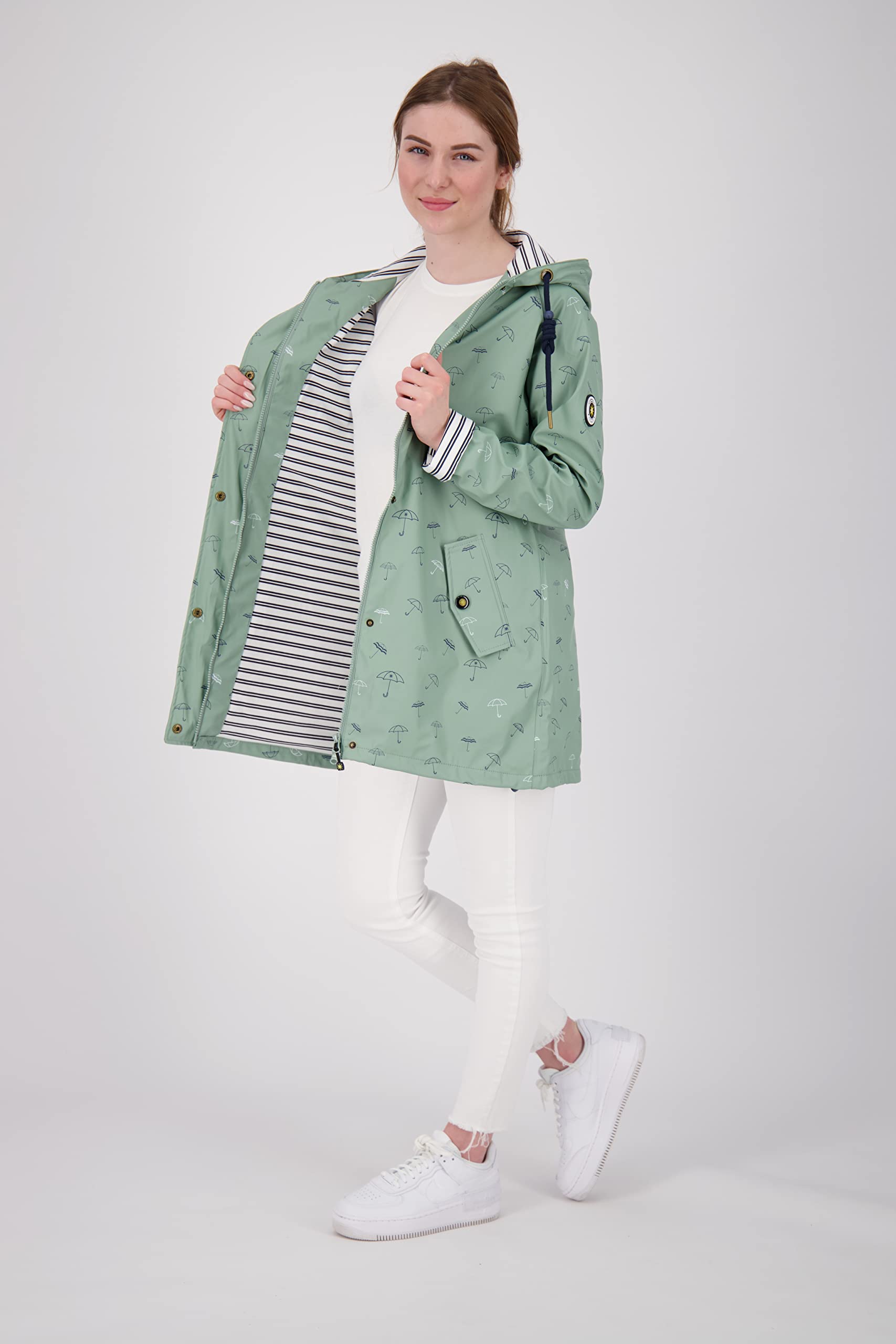 Ankerglut Damen Damen Friesennerz Regenmantel Regenjacke mit Kapuze Gefüttert Wasserdicht Wetterfest Übergangsjacke #Ankerglutbucht Regenjacke (1er Pack)