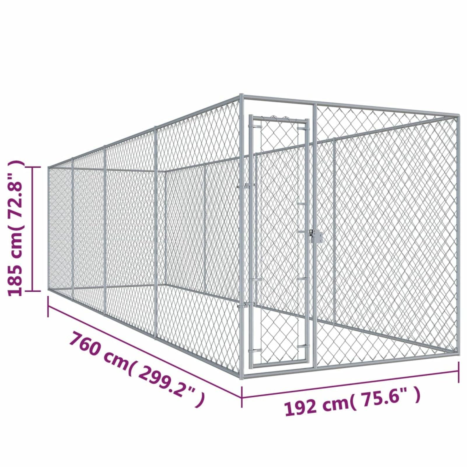 ARKEM Recinzione per Cani da Esterno 760x192x185 cm,Canile da Esterno con Tetto,Cucce per Cani da Esterno,Cuccia Cane Esterno,Cuccia Gatto Esterno/Taglia Grande,Cuccia Cane Grande Esterno