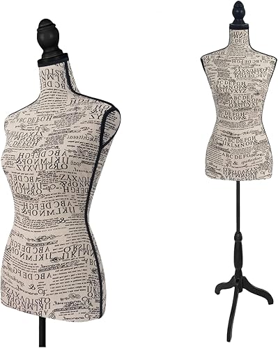 EaseHome Maniquí femenino con soporte de trípode, altura ajustable, soporte de maniquí para ropa, exhibición de joyas de vestir, letra de lino,