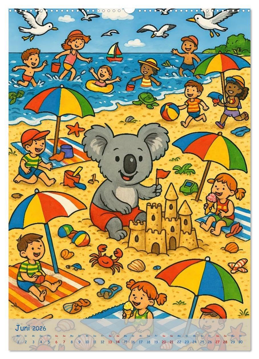 Koalas Wimmelwelt ein Jahr voller Wimmelspass! (Wandkalender 2026 DIN A2 hoch), CALVENDO Monatskalender: Der liebenswerte Koala erlebt jeden Monat ein ... Groß und Klein begeistern. (CALVENDO Spass)