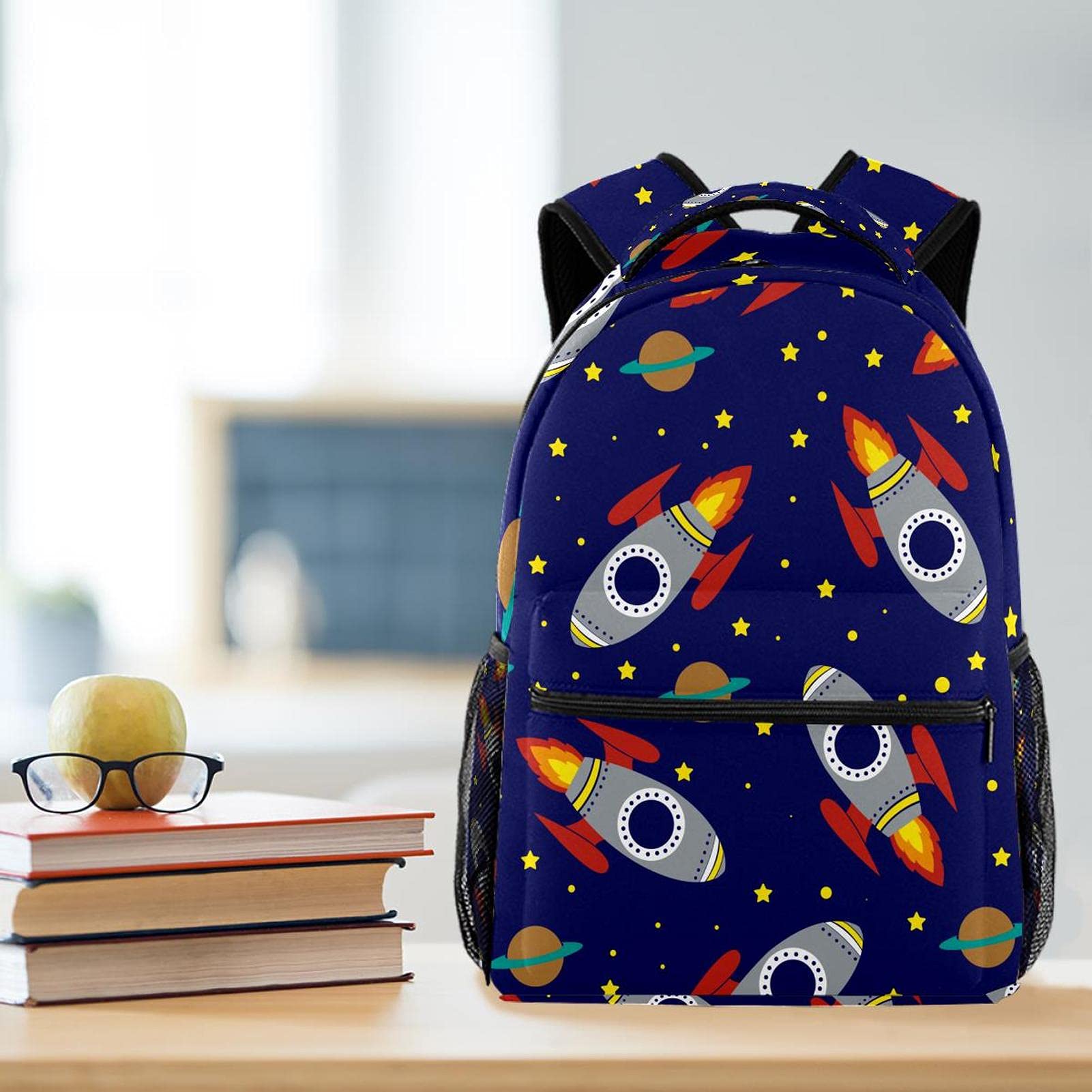 Laptop-Rucksack, Motiv: Angel Unicorn Star Night Navy Hintergrund University Laptop Rucksack Reisetasche Große Kapazität & Verstellbarer Gurt, Mehrfarbig 04,