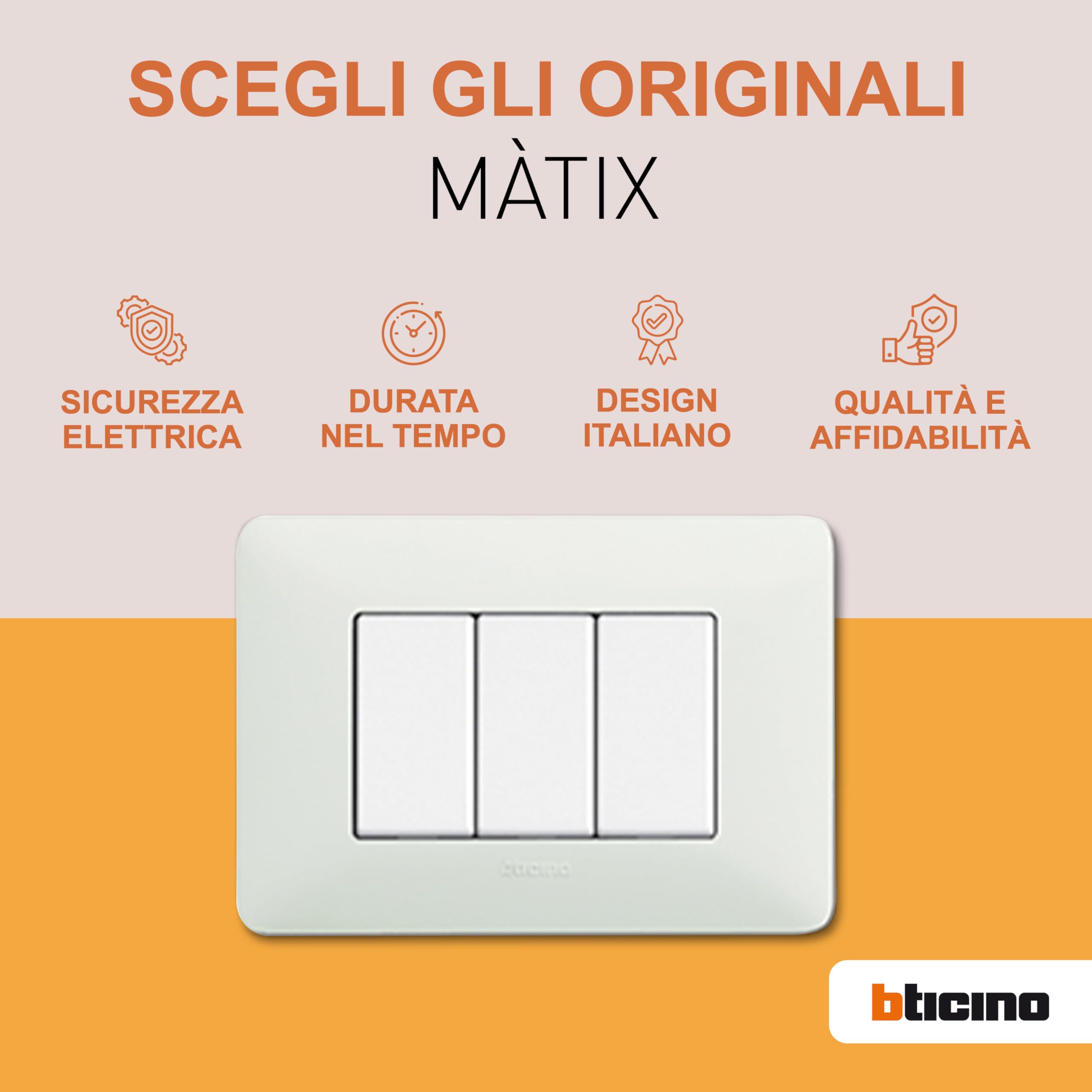 Bticino ASTAM5180 Presa Bipasso Standard Italia, Kit 10 Pezzi, Colore Bianco
