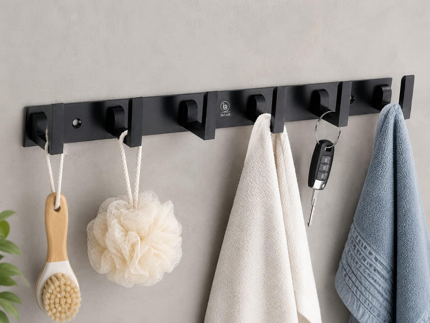 iSTAR 6 Pin Wall Hook Rack β Pack of 3 (Black) | Heavy-Duty Metal Wall Mounted Hooks | Bathroom, Bedroom, Kitchen & Entryway Organizer