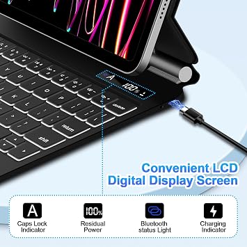 GOOJODOQ Magnetic Keyboard for iPad Air 11 inch M3 2025/M2 2024 & iPad Pro 11 inch (4th/3rd/2nd/1st) Gen 2022,iPad Air 5th/4th Gen 10.9,Upgraded Trackpad with 7 Color Backlit Floating Keyboard-Black