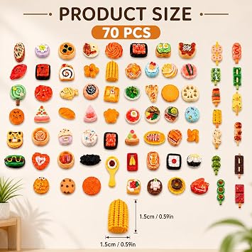 70 Pcs Mini Brands Food Set, Diverse Miniature Food Collection for Dollhouse Decor and Pretend Play, Random Assortment of barbie food Fill the Fridge Accessories,Role Play Games mini brands vinyl