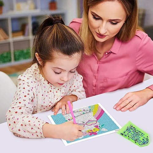 Miniatura 6 de CHWGLFGG Kits de pintura de diamantes 5D para niños principiantes con marco de madera, kits de arte de diamantes de alpaca para niños y niñas de 8 a