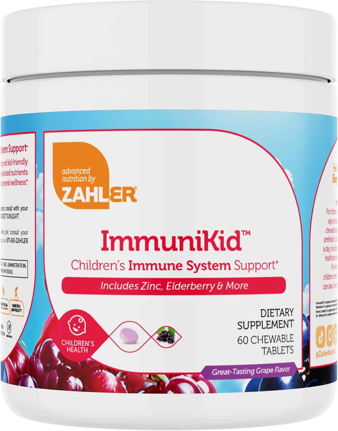 Zahler Kids Immune Support Supplement with Elderberry, Zinc and Vitamin C D3 A - Grape Flavored Chewable Tablets - Kosher Children's Immune Support for Kids Ages 4 and Up, 60 Count - Image 2