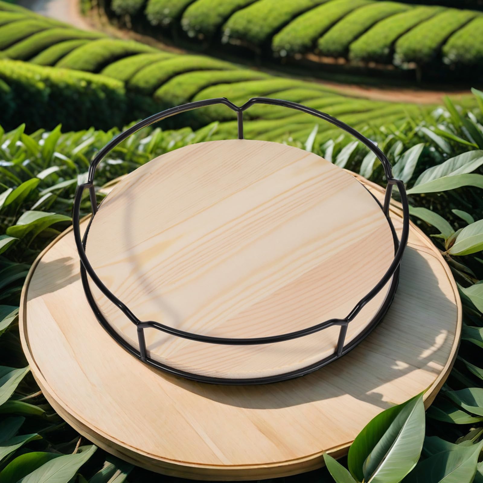 Plateau tournant à épices rotatif à 360° antidérapant Lazy Susan, étagère à épices Lazy Susan, étagère de rangement en bois, avec bord supérieur pour le rangement des épices, armoire, salle de bain