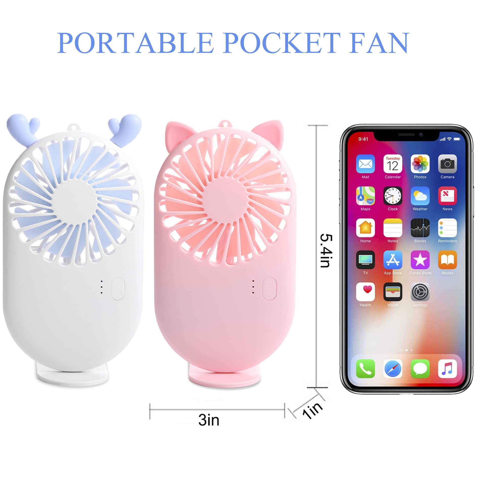 Lot de 4 mini ventilateurs portatifs