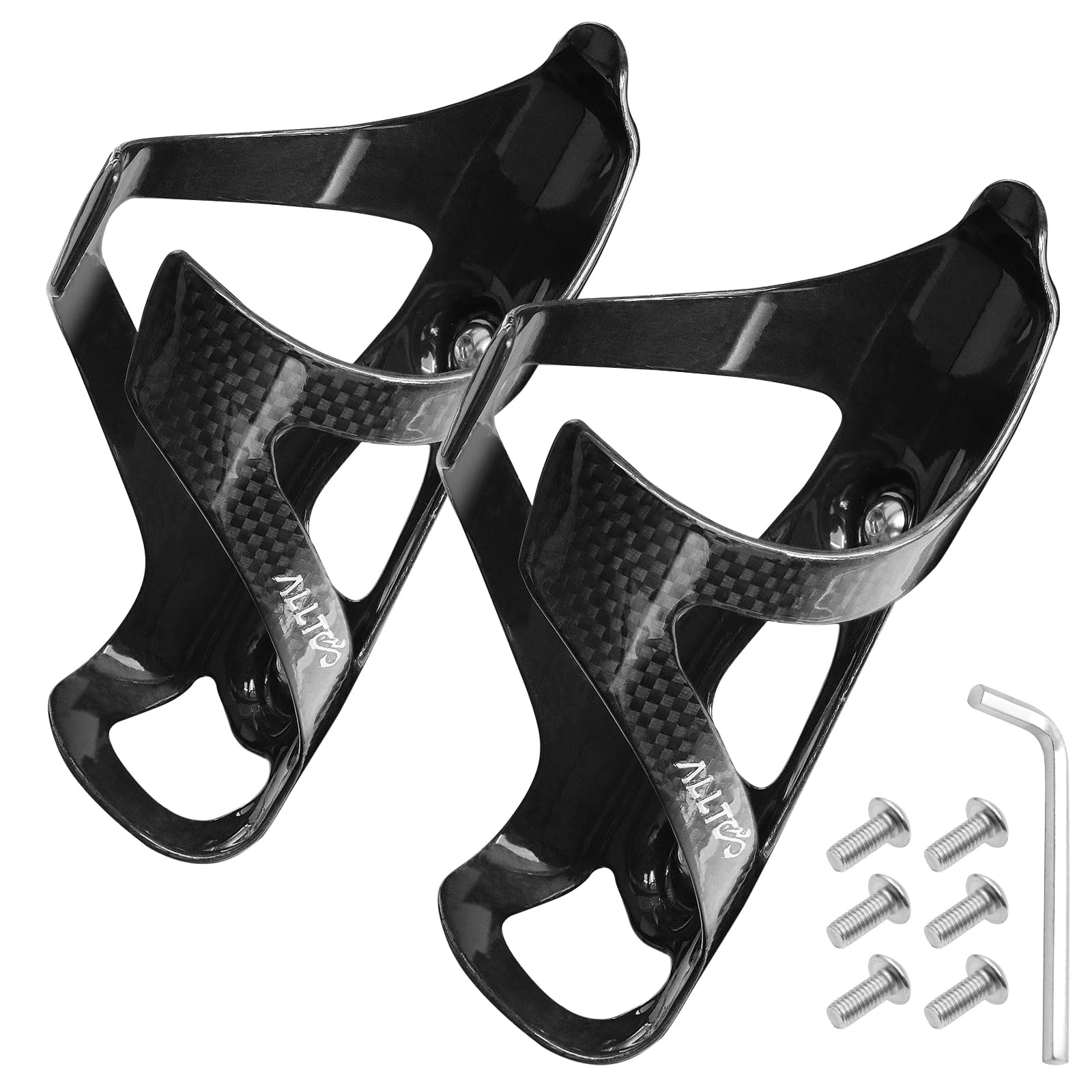Confezione da 2 portaborraccia ultraleggeri in fibra di carbonio, finitura opaca e lucida, 25 g, tessuto T800 3K, tenuta sicura per strada e MTB (luminoso)
