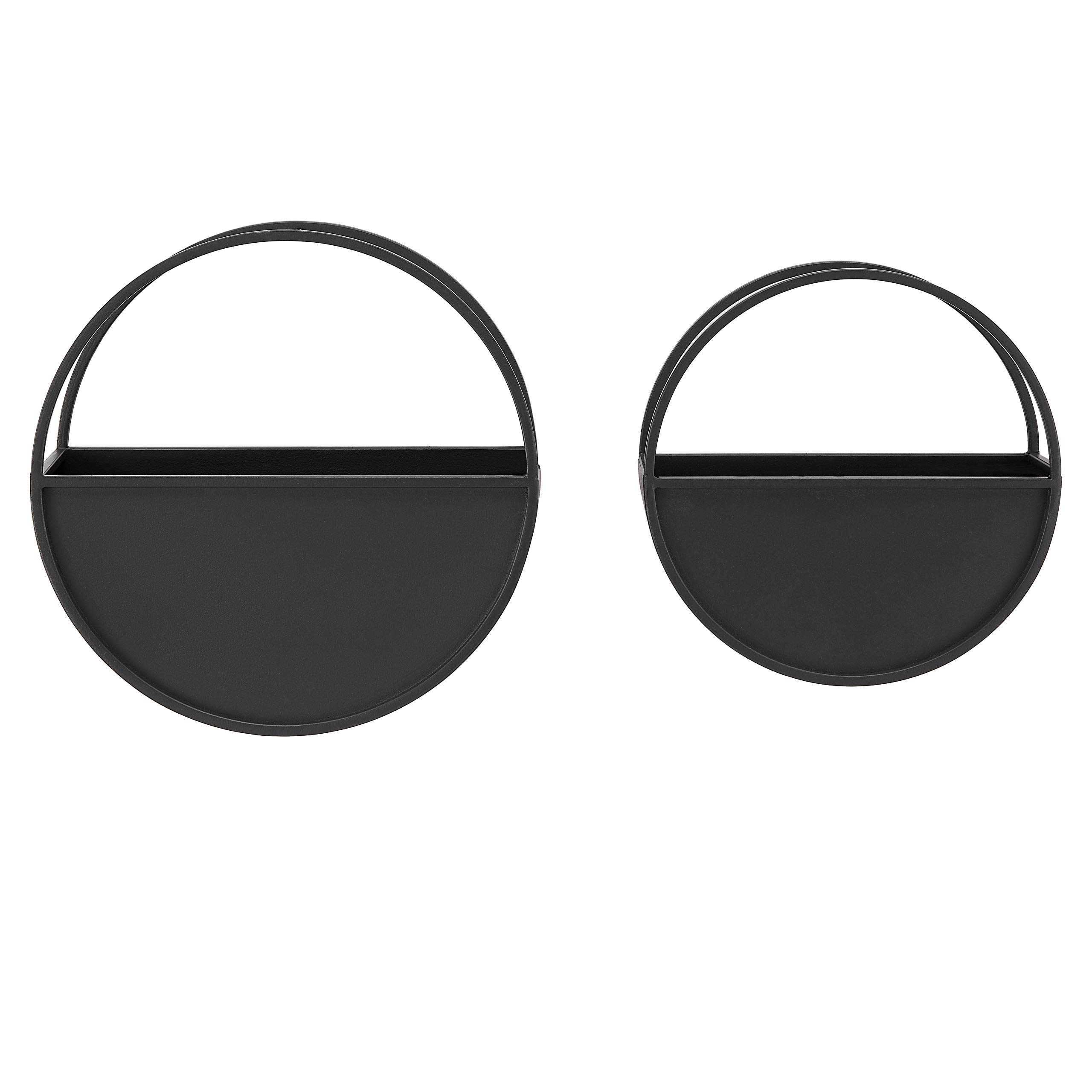 Pots de fleurs muraux ronds en fer noir Danya B pour succulentes et mini cactus (Lot de 2)