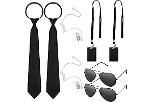 Set of 10 Agent Costume Accessory Kit - Secret Security Guard Costume