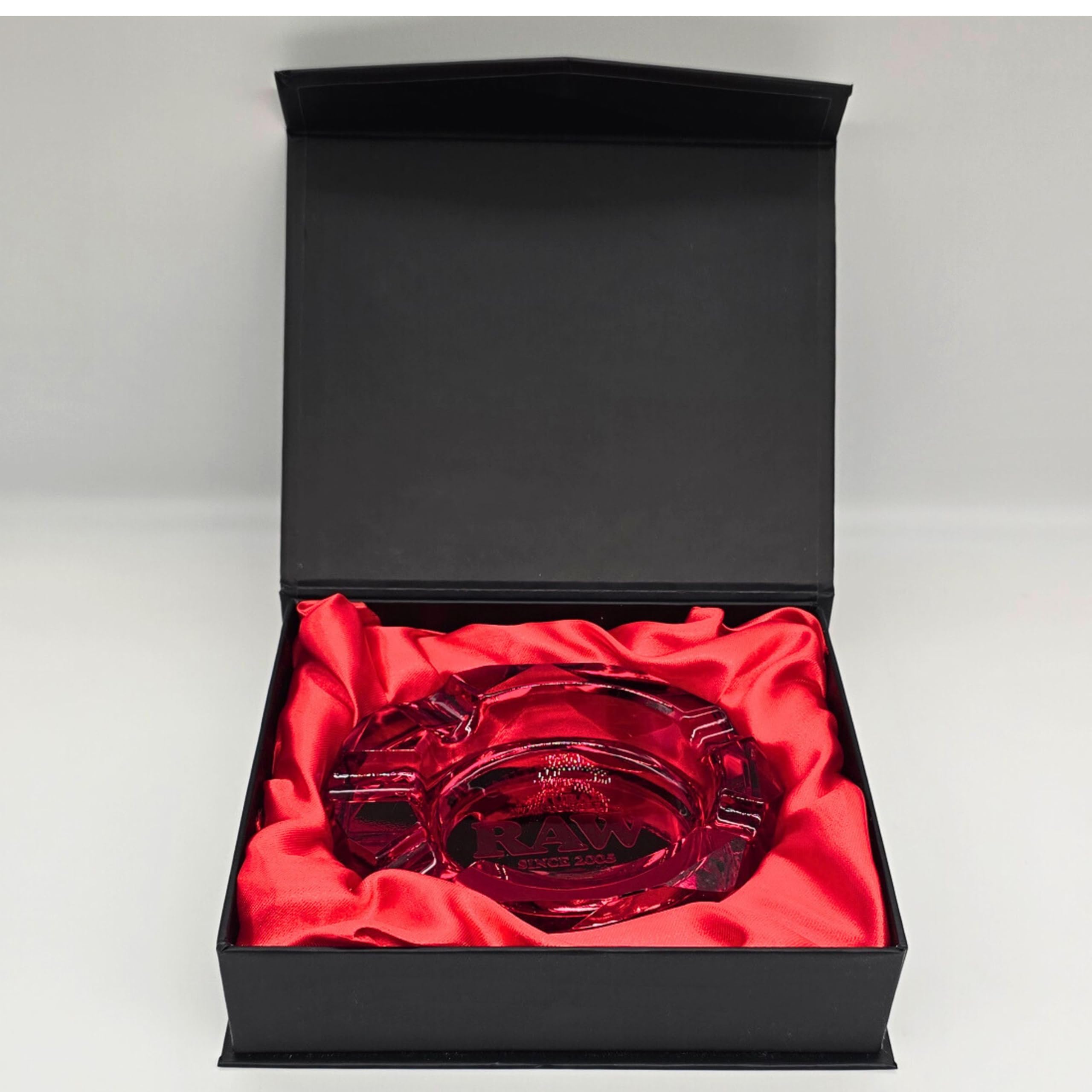 Zactly Red Ruby Exclusive Raw Glass Ashtray Octagon Shaped, Decorative Portable Ashray, Modern Lovely Desktop Ashtray With Soft Bottom, Comes In A Presentable And Elegant Gift Box Set (Red Ruby)