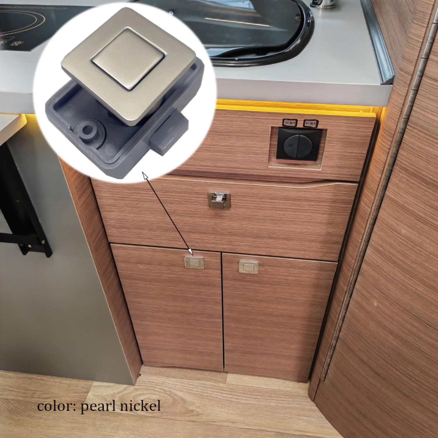MTSmart RV Metal Push Button Cabinet Locks, Square RV Cabinet Locks for Motorhomes Caravans, Boats, Yachts, Marine - Image 2